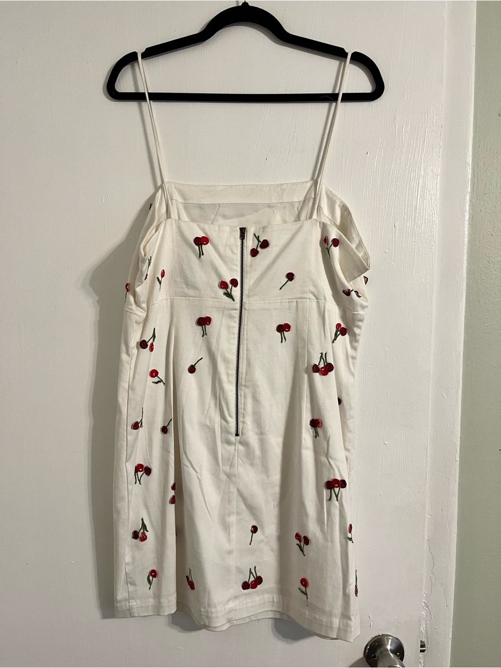 Maeve White Cherry-Print Spaghetti-Strap Mini Dress - Picture 4 of 5